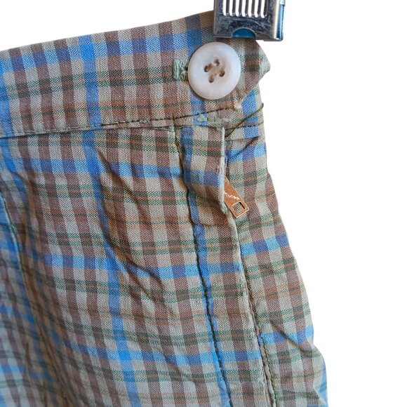 25" 25W High Waist True Vtg 60s womens COTTON SIDE ZIP RELIC GREEN PLAID Shorts - Picture 3 of 7
